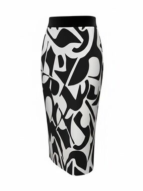 Joseph Ribkoff Abstract navy blue White Pencil Skirt Graphic Print